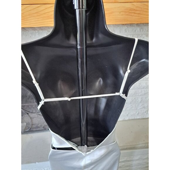 Zara Viral Satin White Dress Size Large Strappy Back Silky Midi Sleeveless Large - Picture 6 of 14